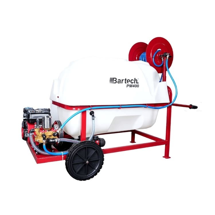 Bartech PM400-Y 400L Motorlu Pülverizatör – 22’lik Akuple Pompa, Makara ve Tabanca Dahil | Merkez Tarım Eczanesi Seydişehir
